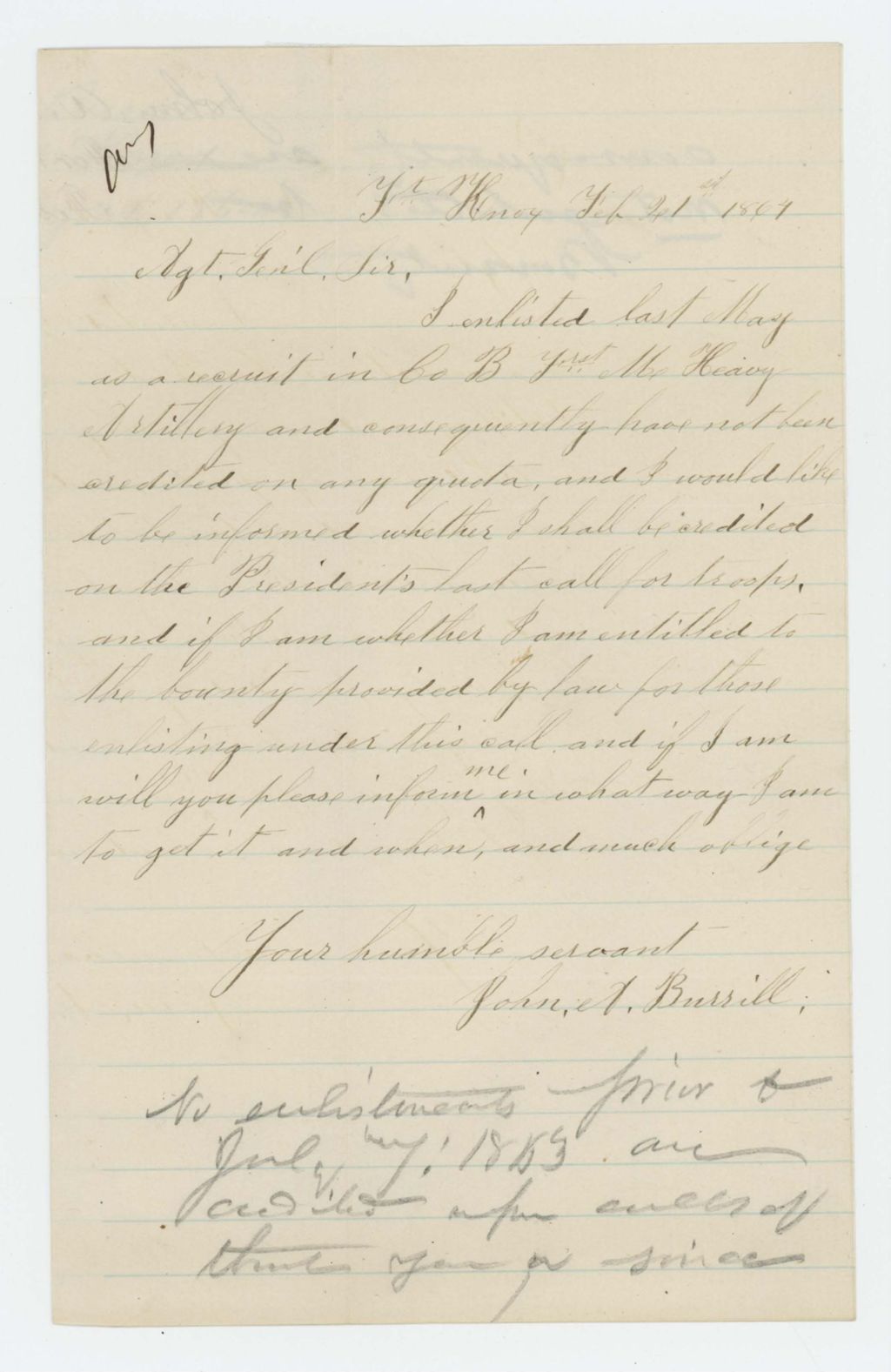 Miniature of John Burrill requests to be credited on the last call quota
