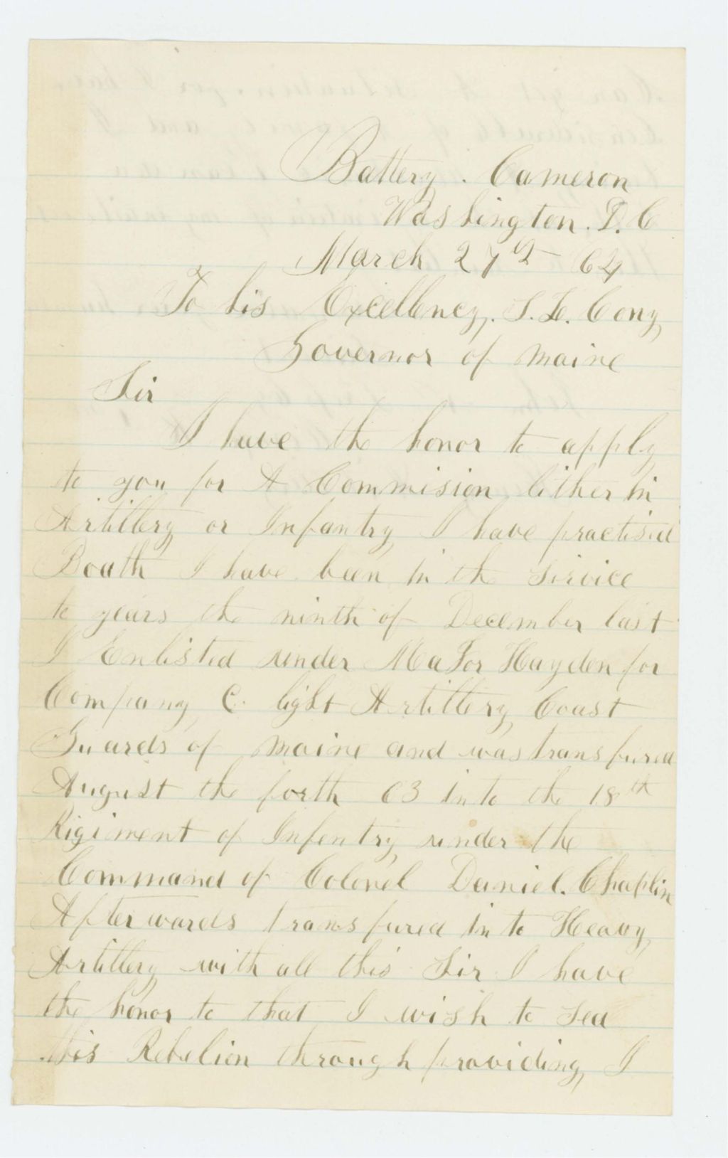 Miniature of John W. Pressley requests a commission