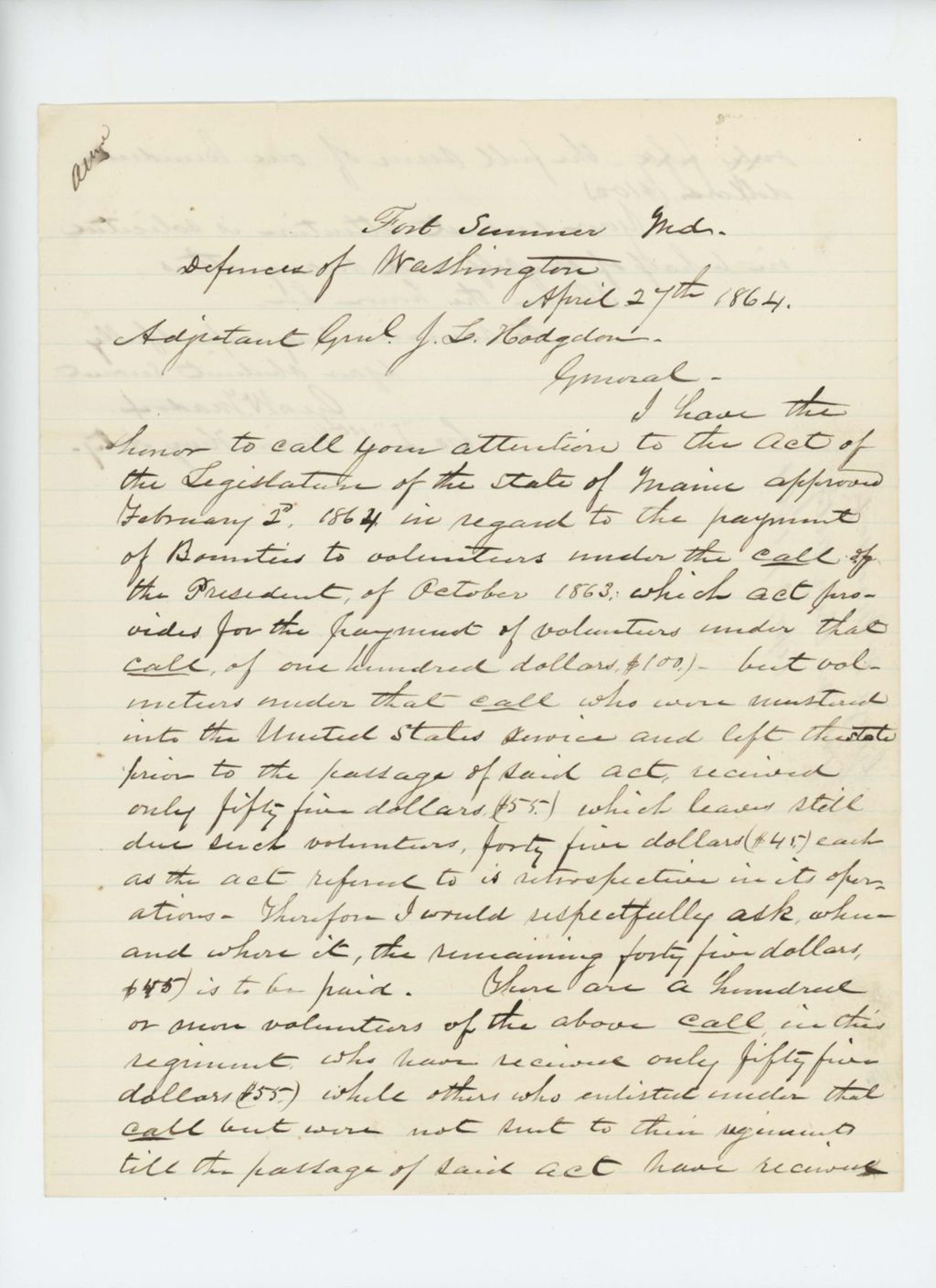 Miniature of George Maddox requests bounty payment for himself and other volunteers