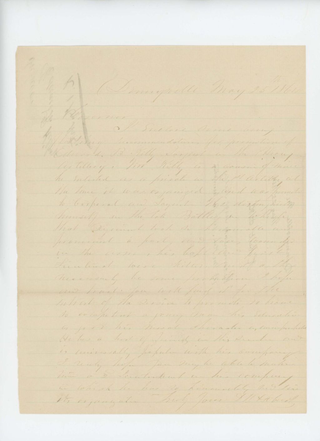 Miniature of D.H. Hobert recommends Sergeant Kilby for promotion
