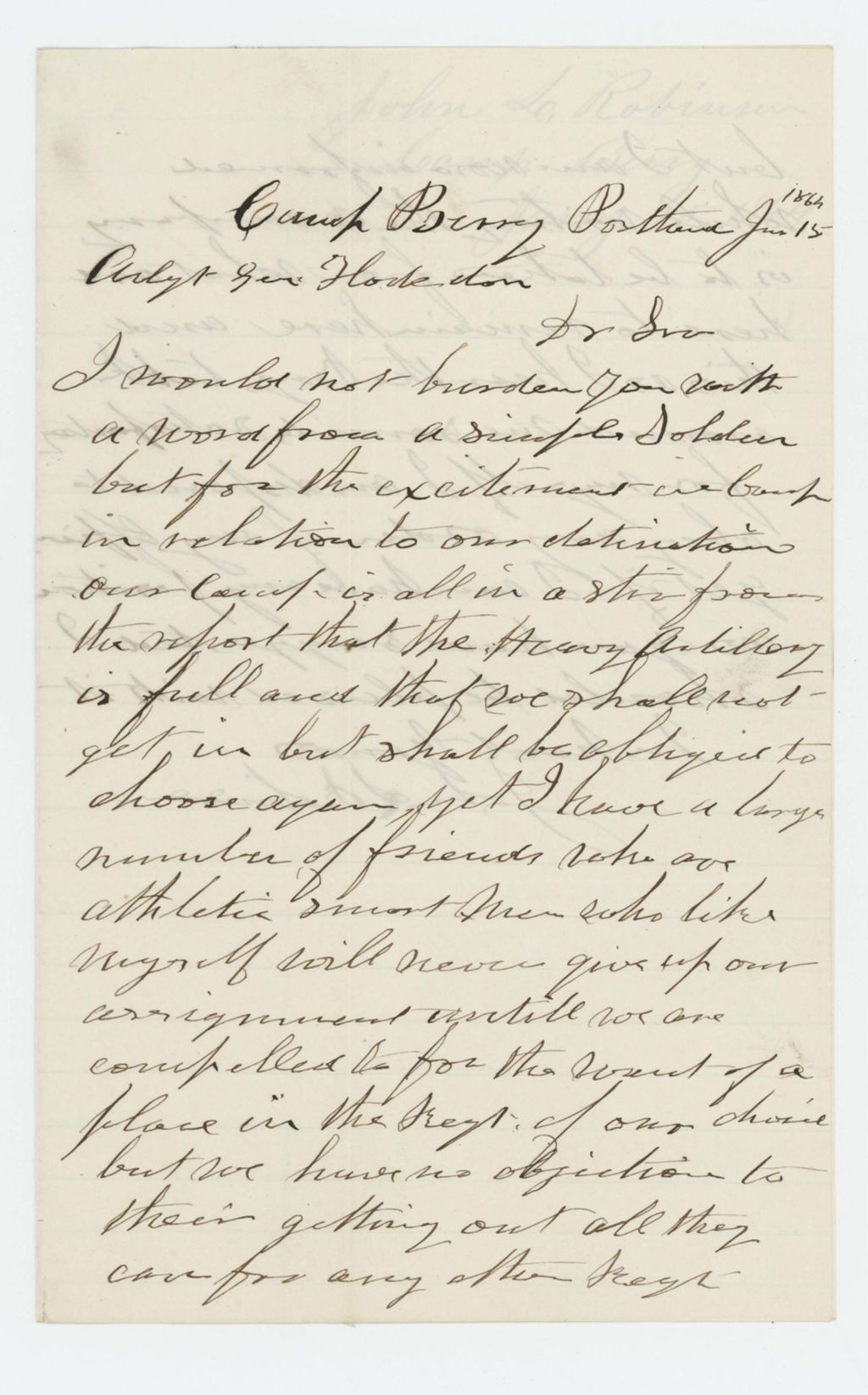 Miniature of John L. Robinson inquires about the formation of a new company