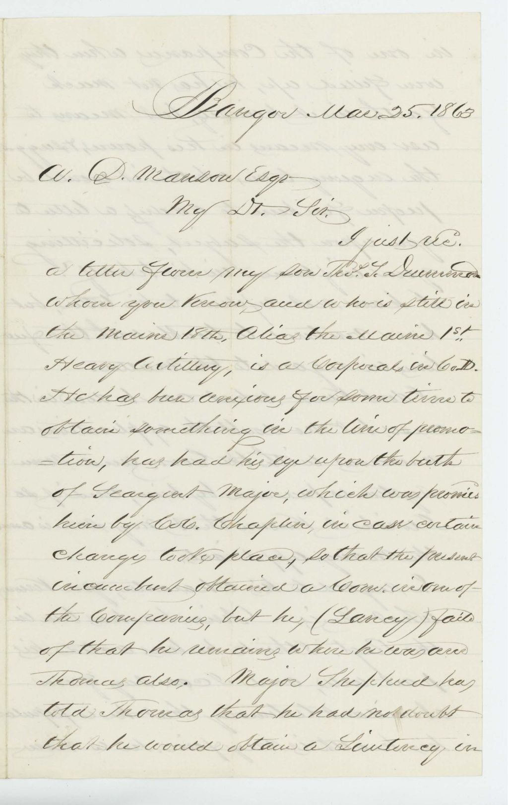 Miniature of A. Drummond recommends his son Thomas for promotion