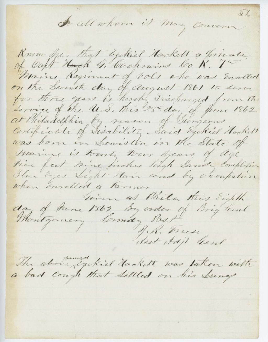 Miniature of Absent Soldiers: Correspondence from E.B. Lovejoy, June 28, 1862