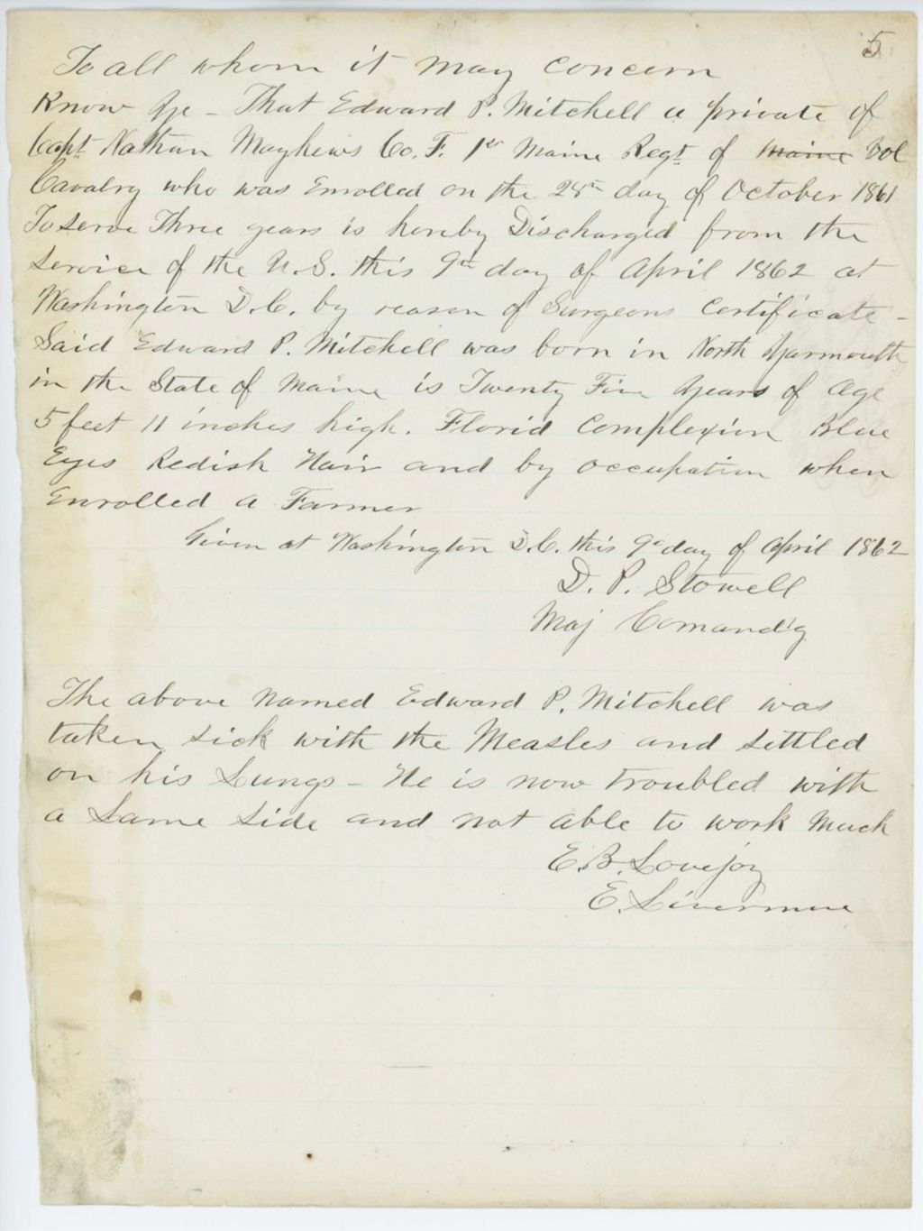 Miniature of Absent Soldiers: Correspondence from E.B. Lovejoy, August 09, 1862