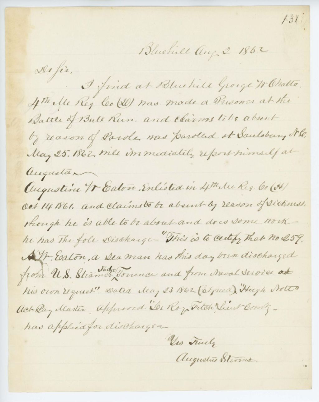 Miniature of Absent Soldiers: Correspondence from A. Stevens, August 02, 1862