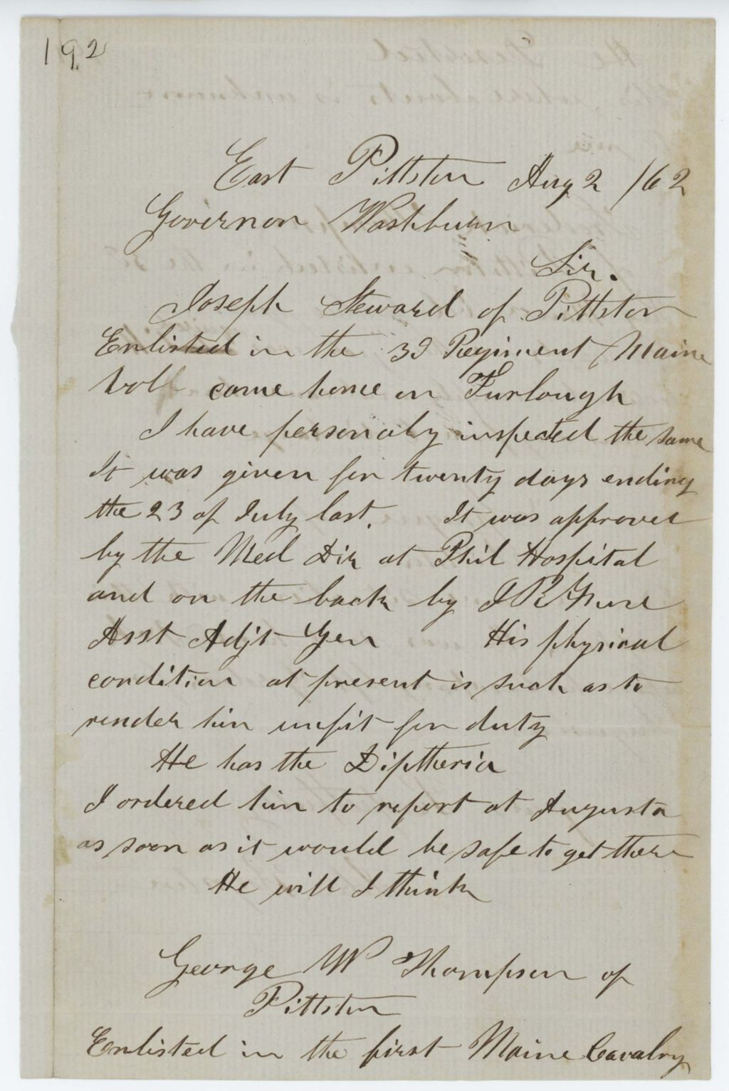 Miniature of Absent Soldiers: Correspondence from J. Boynton to Governor Mashburn