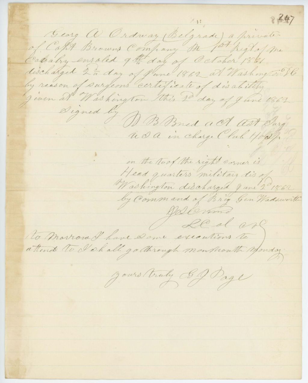 Miniature of Absent Soldiers: Correspondence from G. Page
