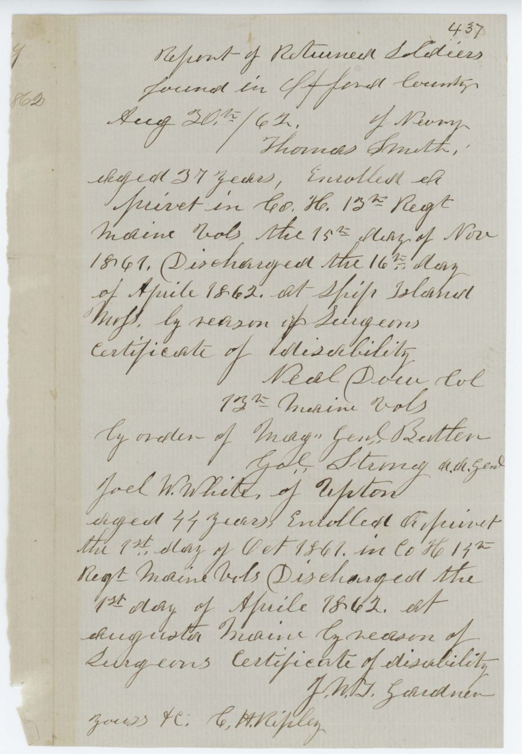 Miniature of Absent Soldiers: Correspondence from C. Ripley