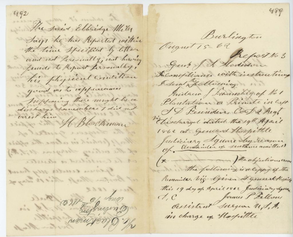 Miniature of Absent Soldiers: Correspondence from C. Blackman to General Hodsdon