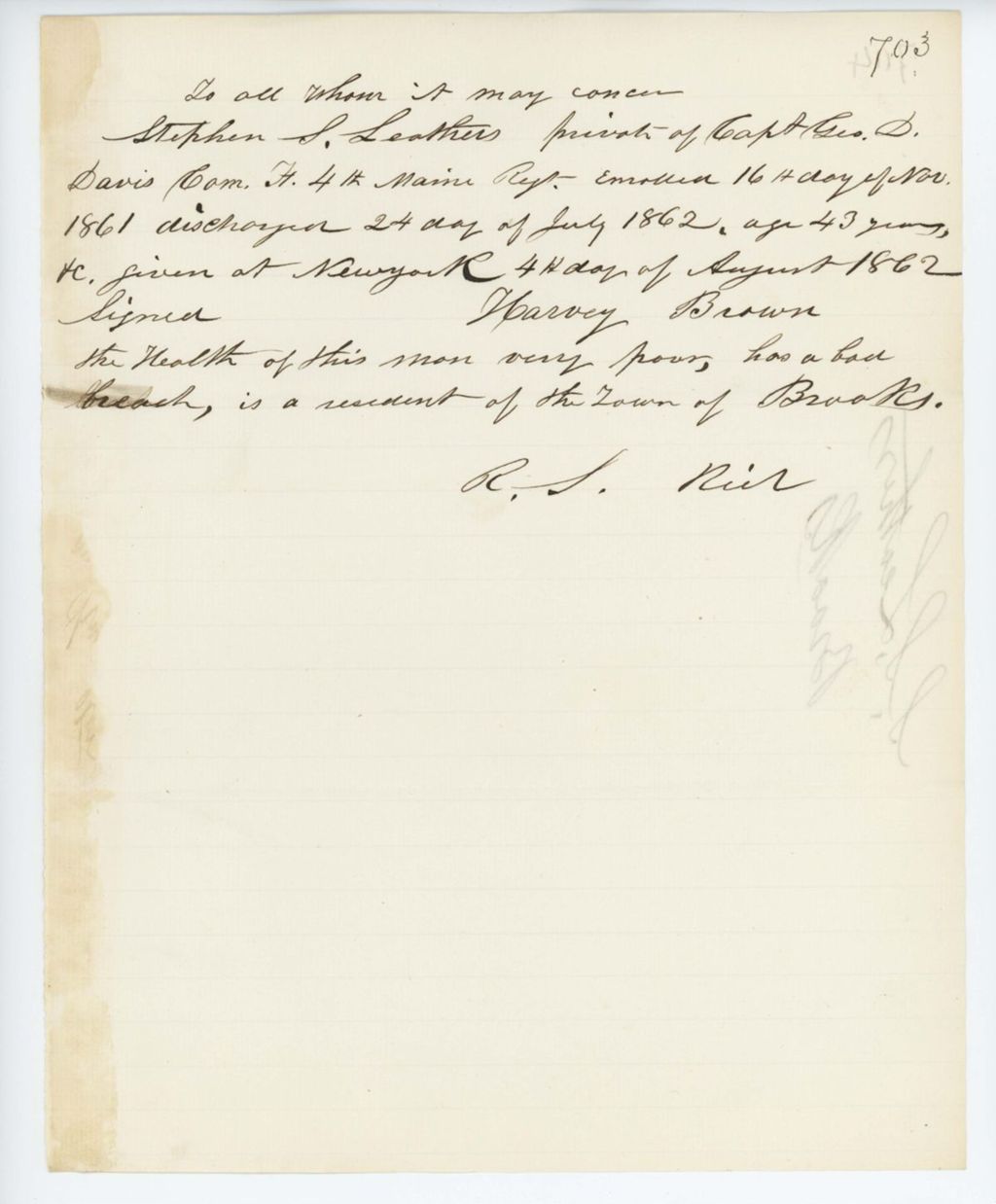 Miniature of Absent Soldiers: Correspondence from R. Rich to General Hodsdon