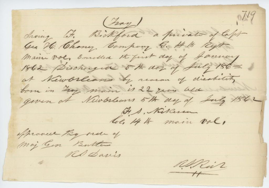 Miniature of Absent Soldiers: Correspondence from R. Rich to General Hodsdon