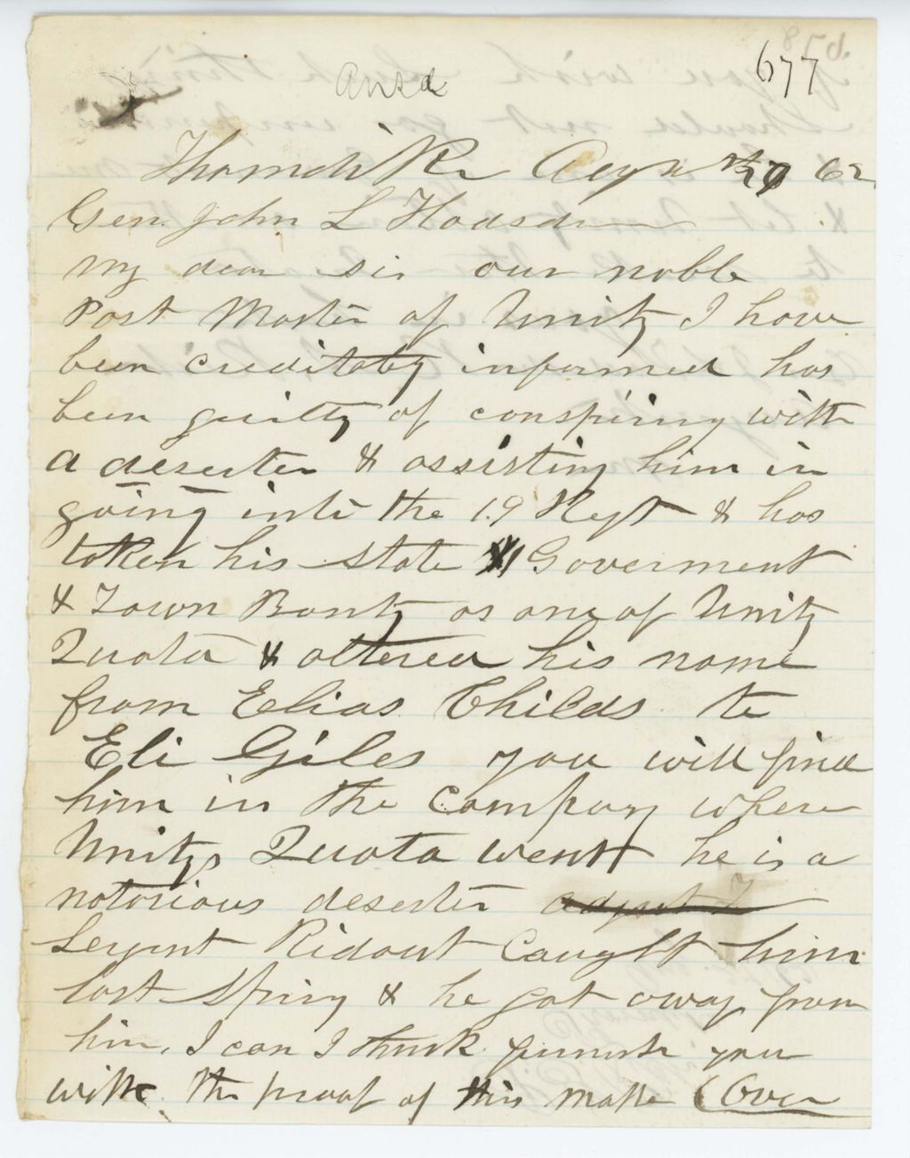 Miniature of Absent Soldiers: Correspondence from R. Rich to General Hodsdon