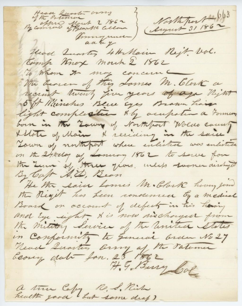 Miniature of Absent Soldiers: Correspondence from R. Rich to General Hodsdon