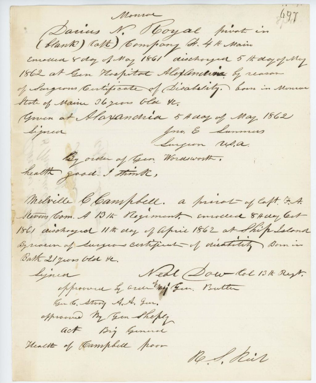 Miniature of Absent Soldiers: Correspondence from R. Rich to General Hodsdon