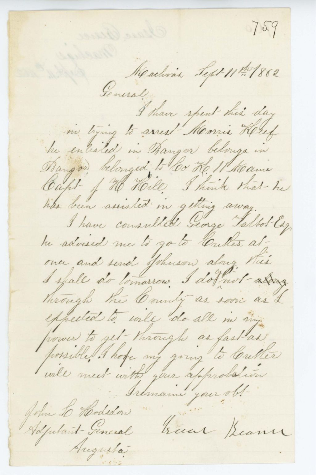 Miniature of Absent Soldiers: Correspondence from Isaac Bearce to General Hodsdon