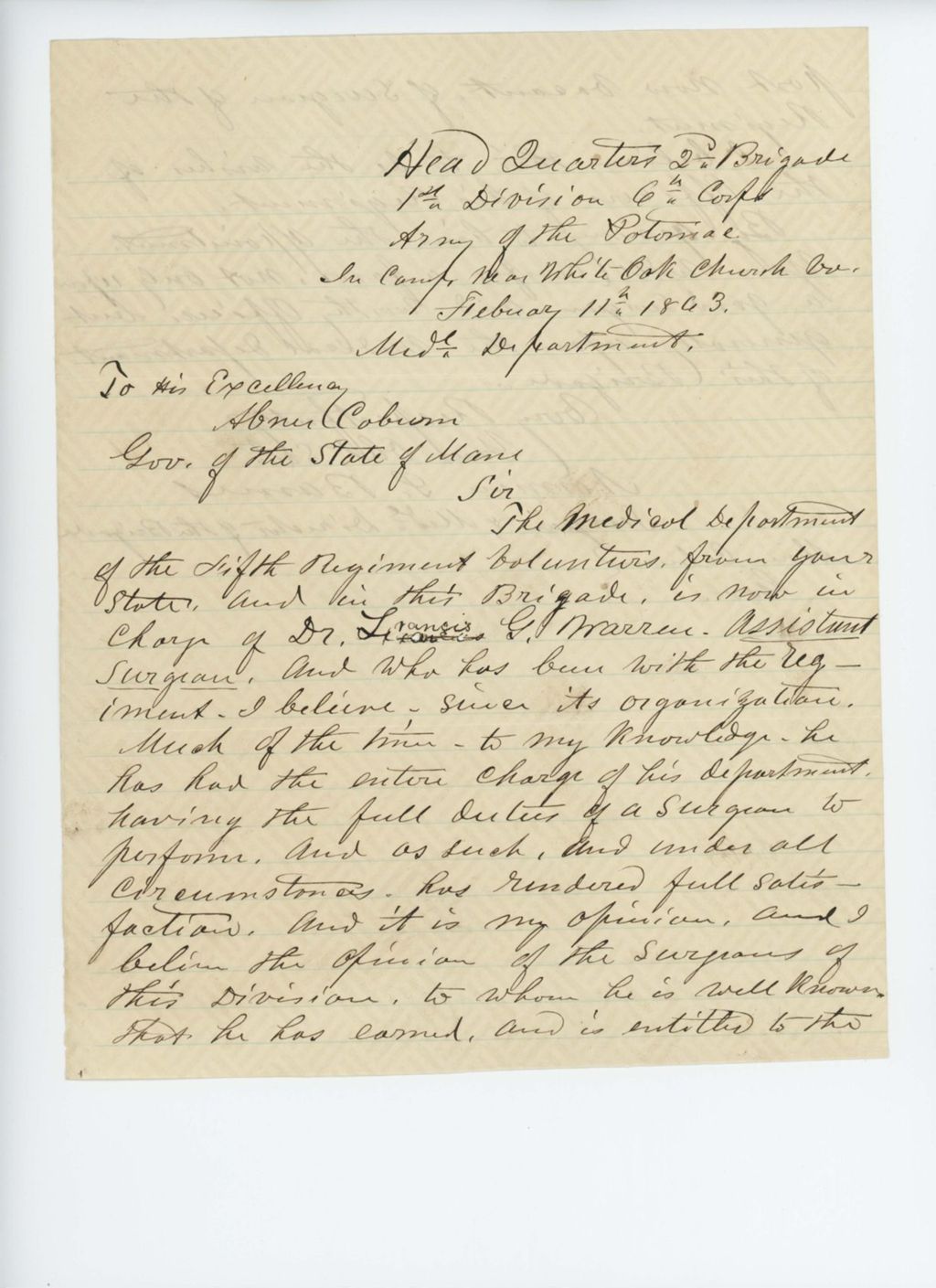 Miniature of Brigade Medical Director Norman Barnes recommends promotion of Dr. Francis Warren