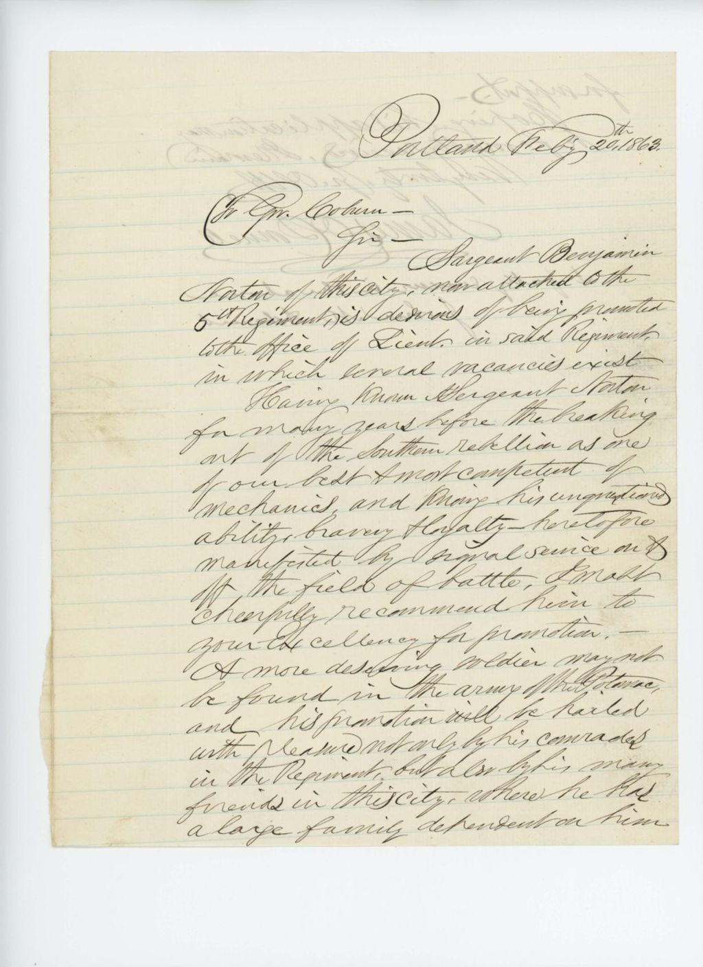 Miniature of James Donnell recommends Benjamin Norton for promotion