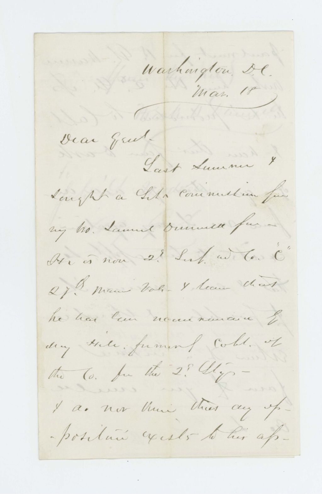 Miniature of Mark Dunnell recommends his brother Sergeant Samuel Dunnell for promotion