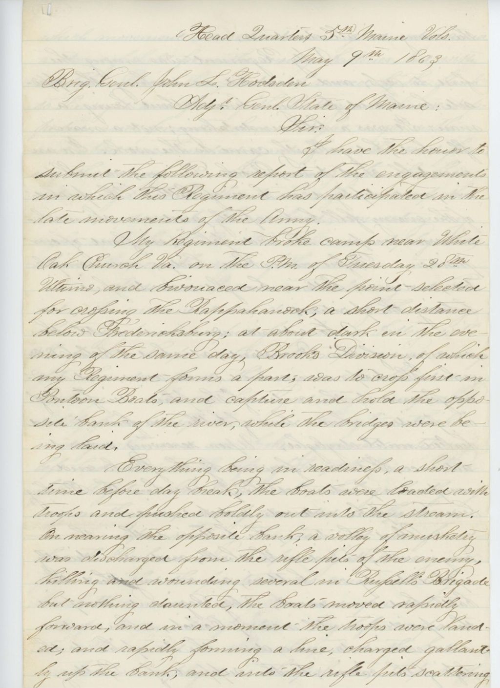 Miniature of Colonel Edwards submits a battle and casualty report to General Hodsdon