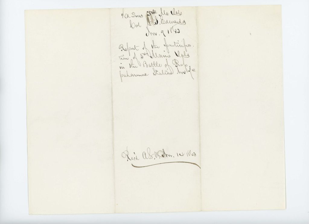 Miniature of Colonel Edwards sends a report of the Battle of Rappahannock Station