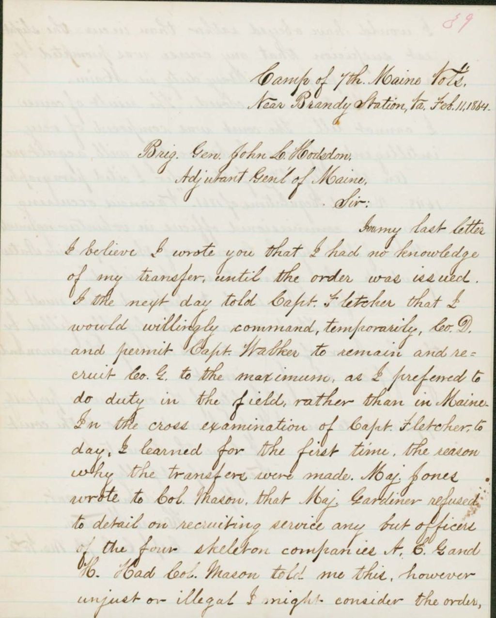 Miniature of Letter from Munger Regarding Wilder, February 10, 1863