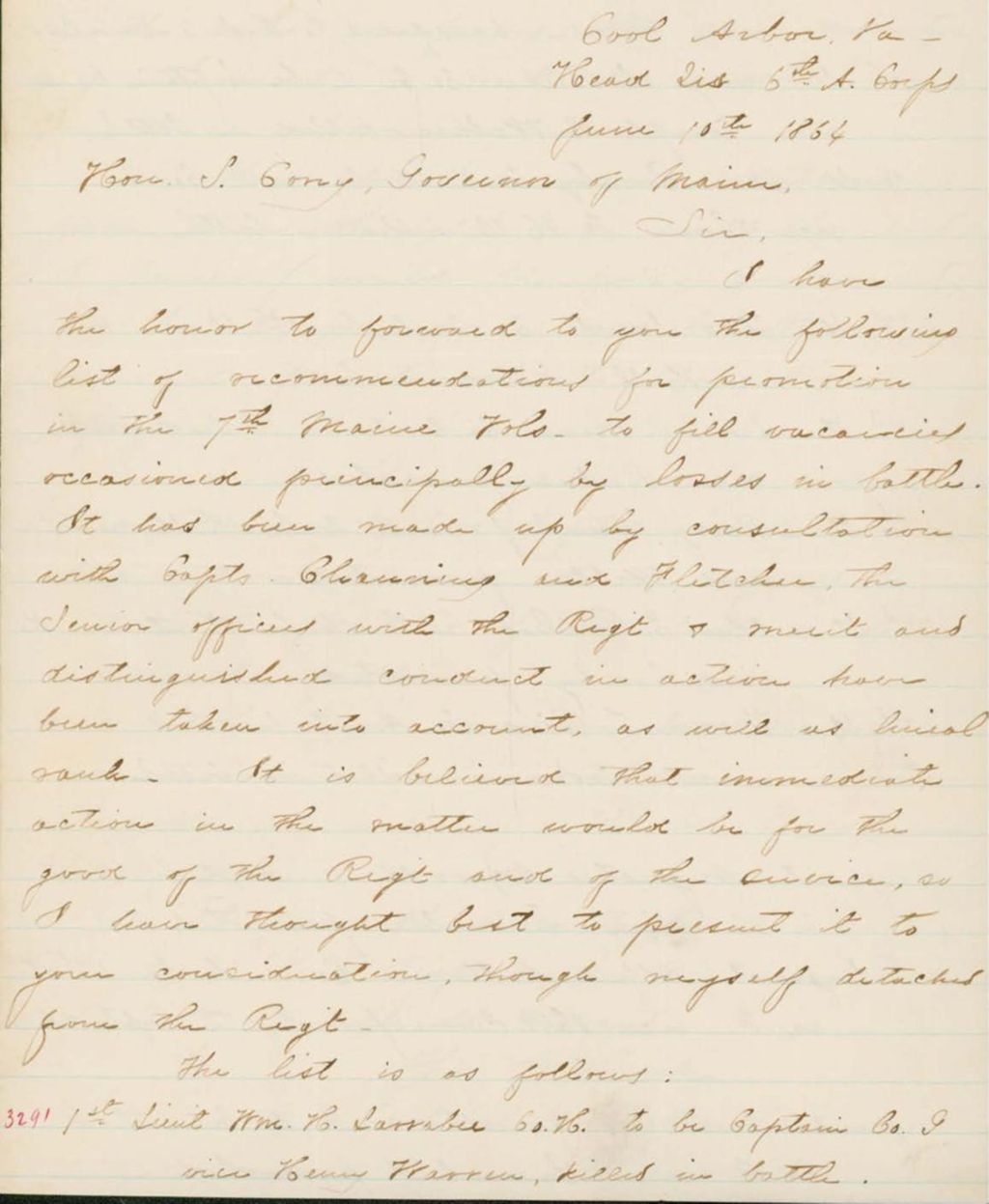 Miniature of Letter to Hodsdon Regarding Desertion, June 6, 1863