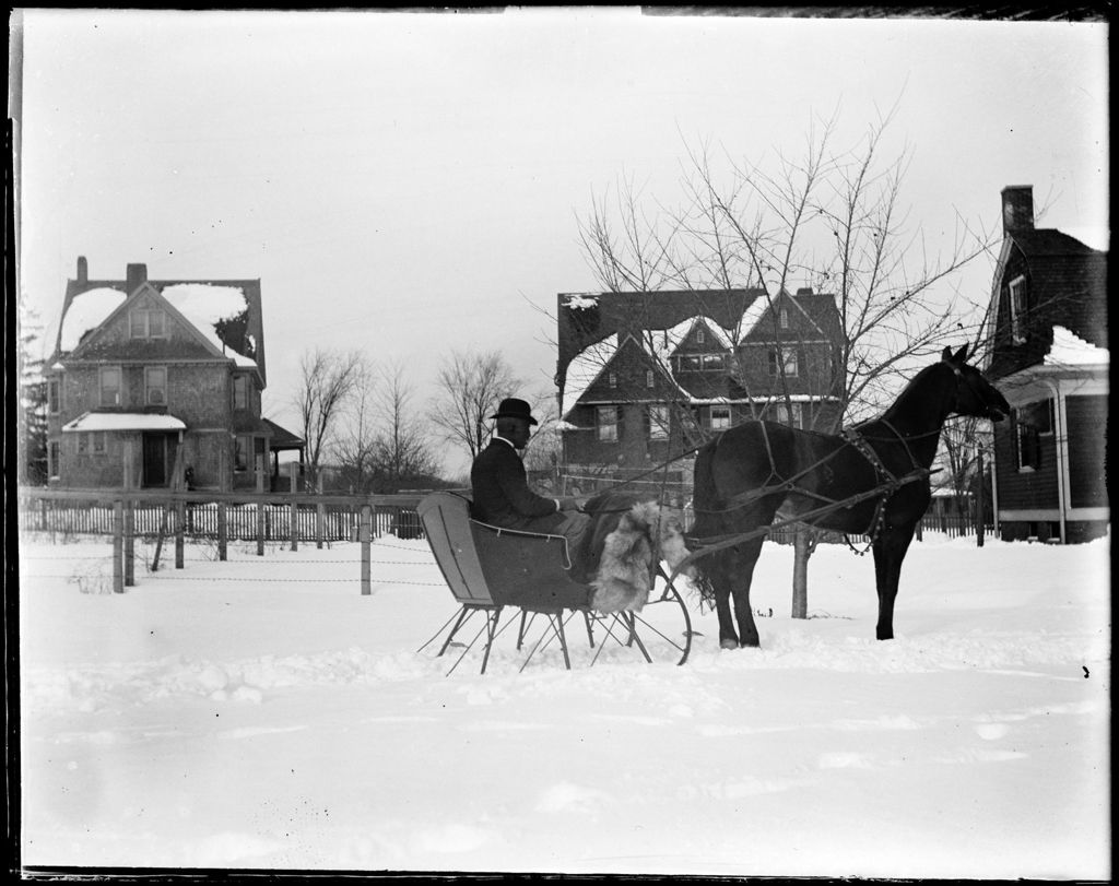 Miniature of Man Seated In A One Horse Sleigh