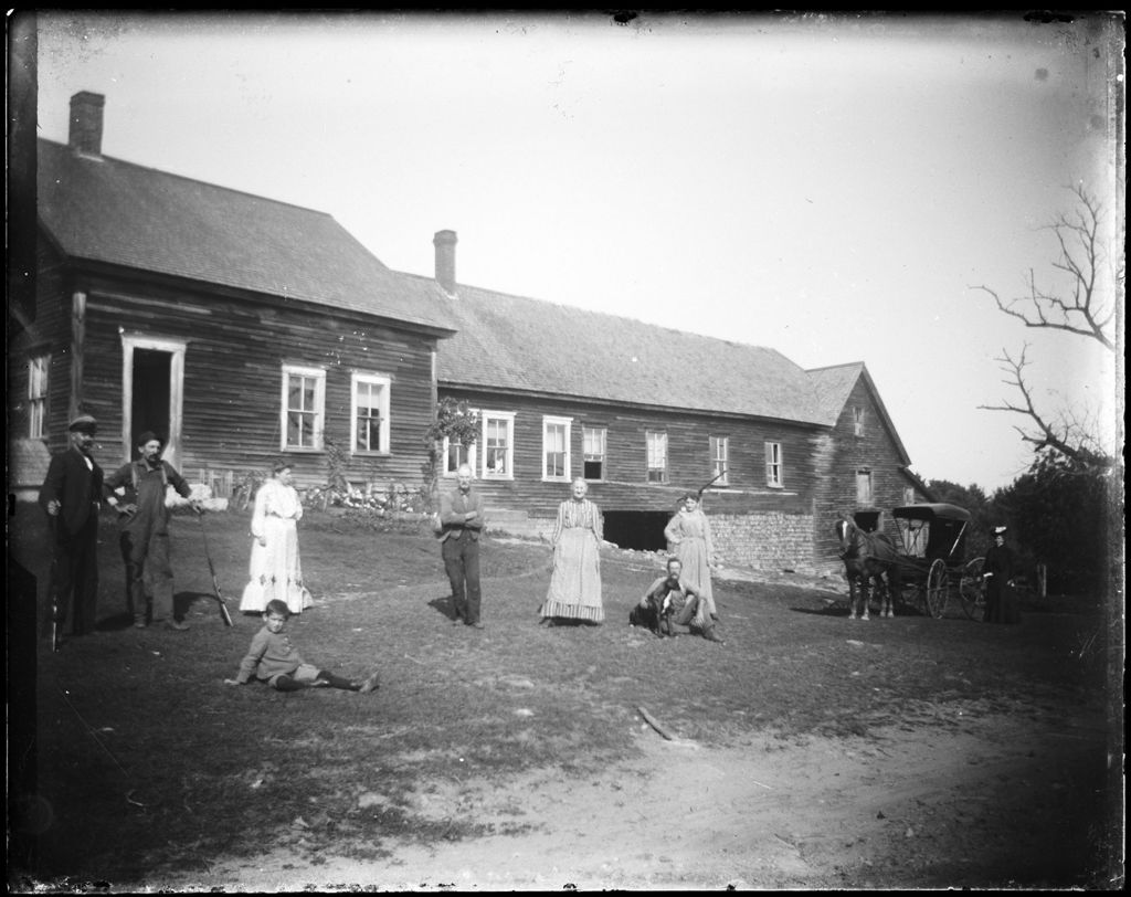 Miniature of Family With Horse & Buggy Outside Large Rural Farmhouse And Barn
