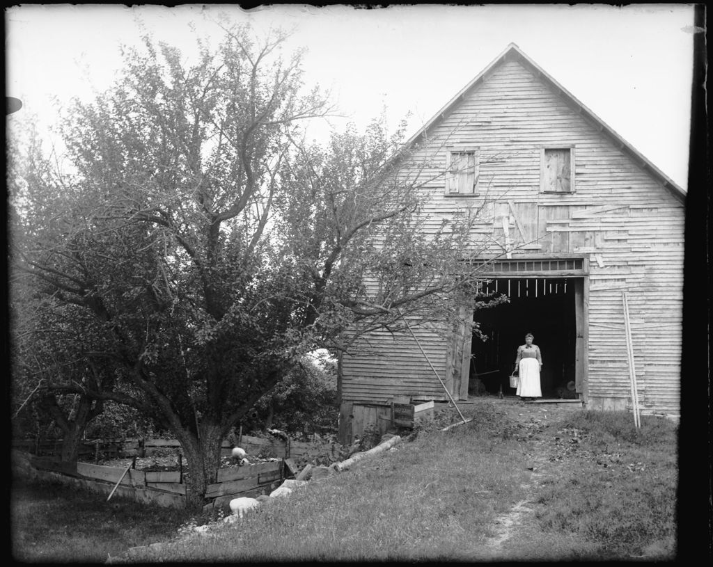 Miniature of Woman Holding A Pail Standing In The Doorway Of A Barn