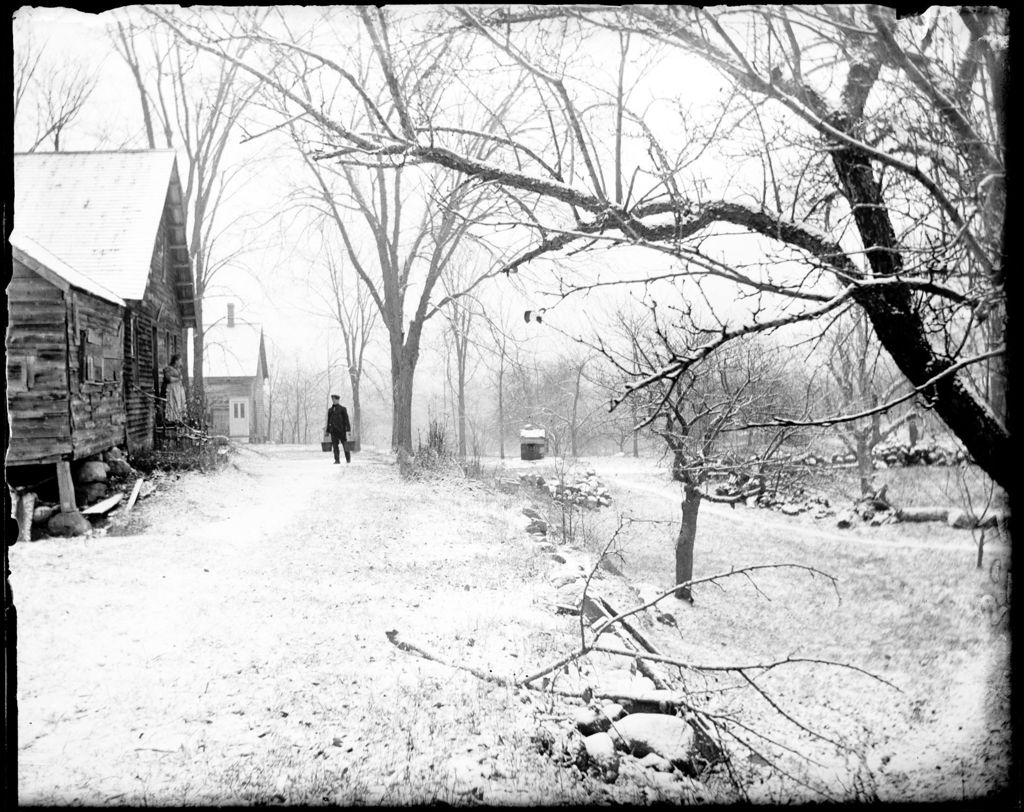Miniature of Winter Scene Of A Man Carrying Water From Well To House