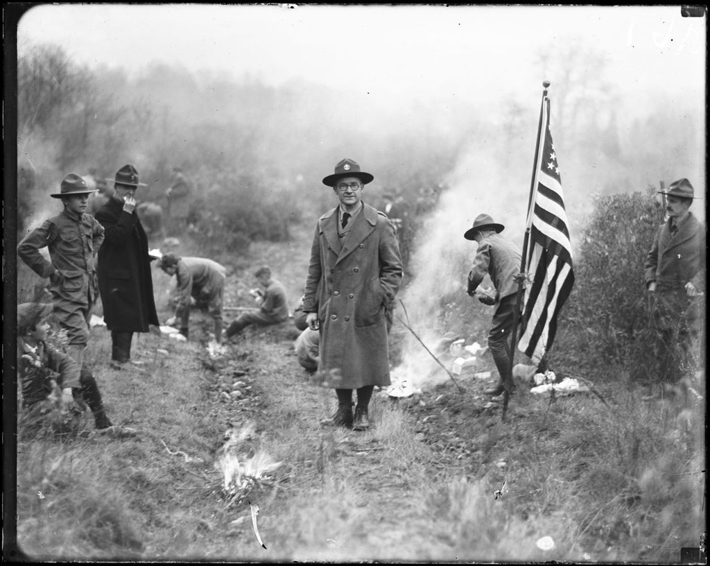 Miniature of George French And A Boy Scouts' Group On An Outing