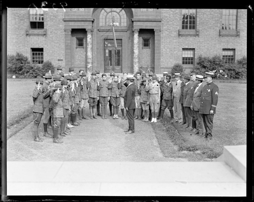 Miniature of A Formation Of Boy Scouts Taking An Oath