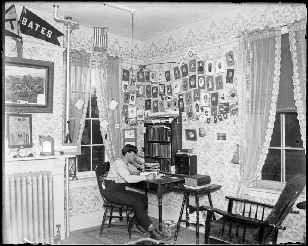 Miniature of George French Seated At A Desk In His Dorm Room, Bates College
