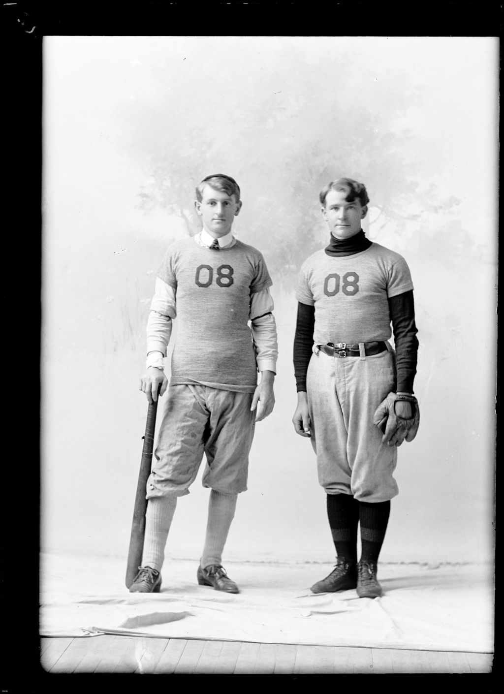 Miniature of George French & Friend Posed In Baseball Uniforms