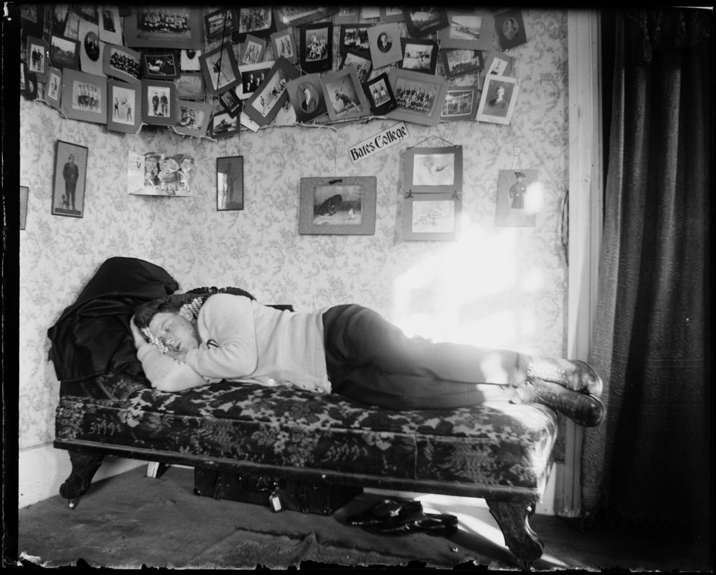Miniature of Young Man Asleep On A Sofa In A Dorm Room, Bates College