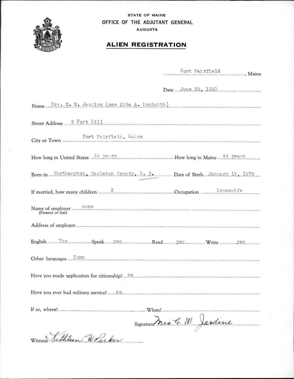 Miniature of Alien Registration- Monteith, Etta A. (Fort Fairfield, Aroostook County)