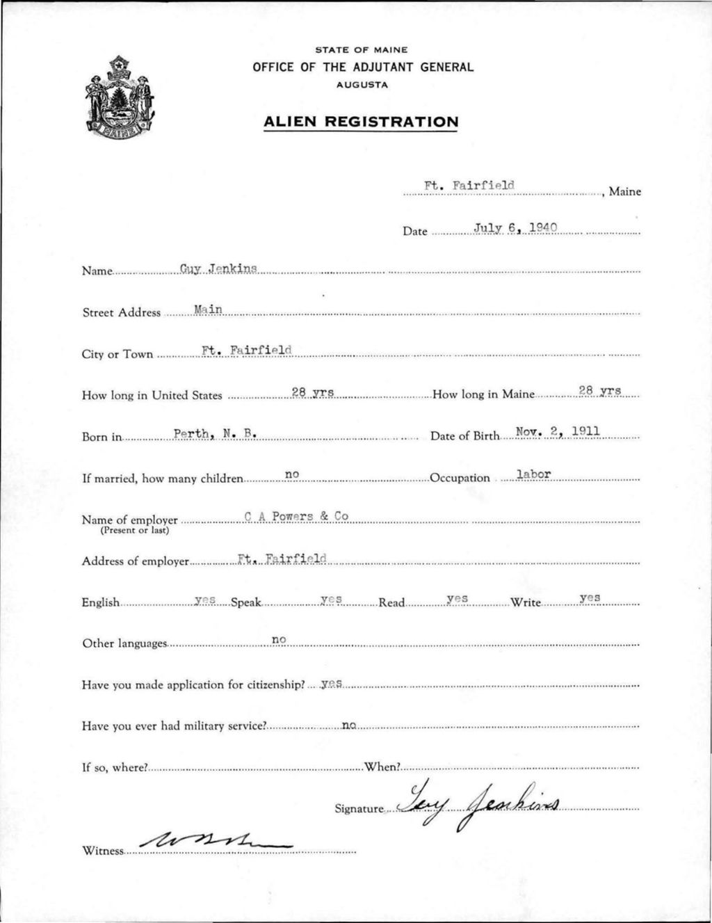 Miniature of Alien Registration- Jenkins, Guy (Fort Fairfield, Aroostook County)