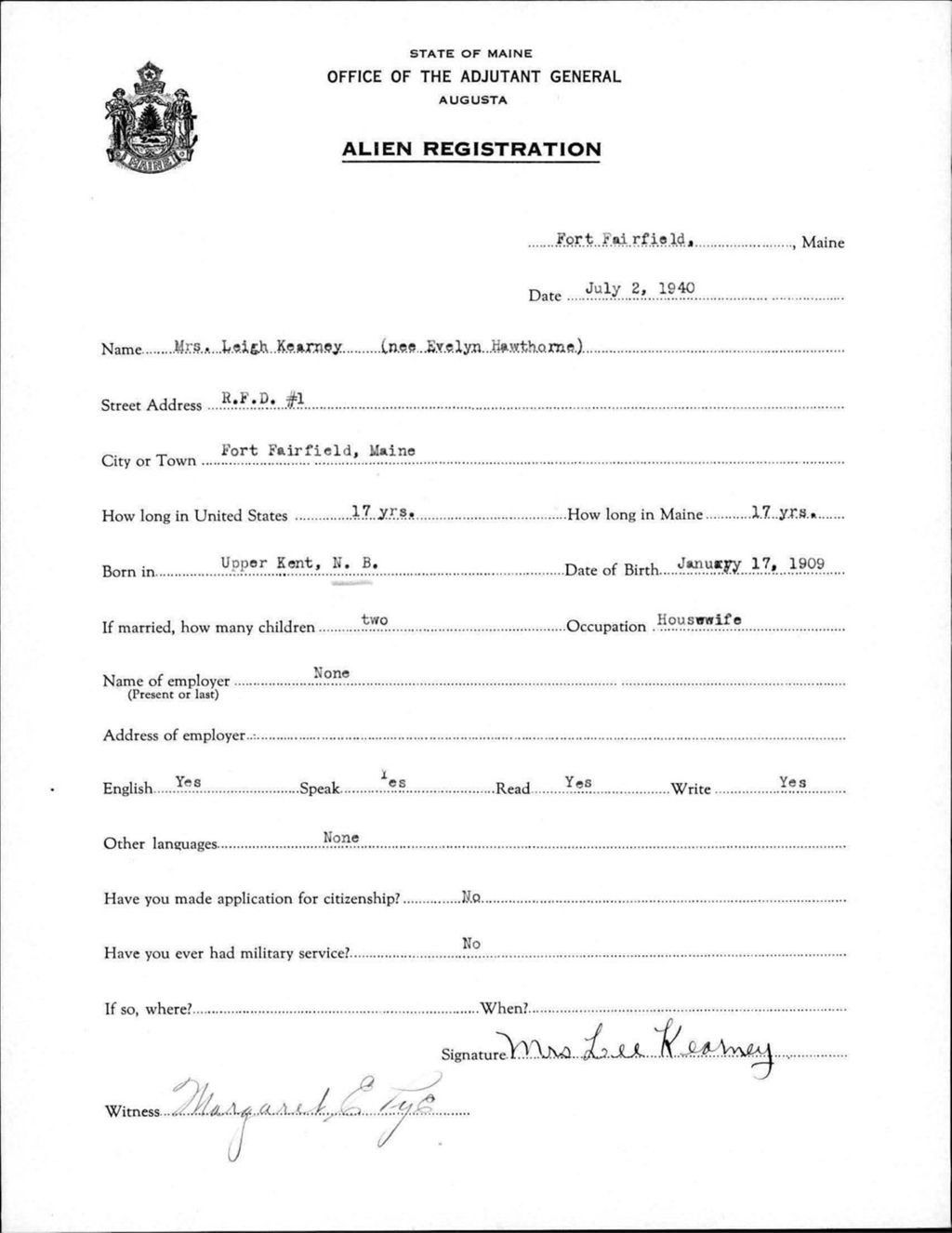 Miniature of Alien Registration- Hawthorne, Evelyn (Fort Fairfield, Aroostook County)