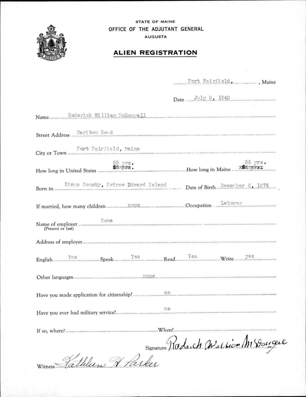 Miniature of Alien Registration- Mcdougall, Roderick W. (Fort Fairfield, Aroostook County)