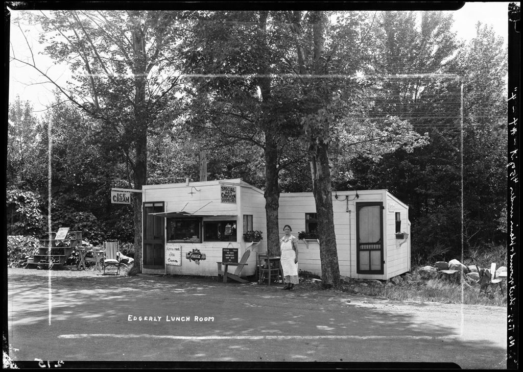 Miniature of Lady Standing Outside Of A Roadside Lunch Stand (Edgerly Lunch Room)