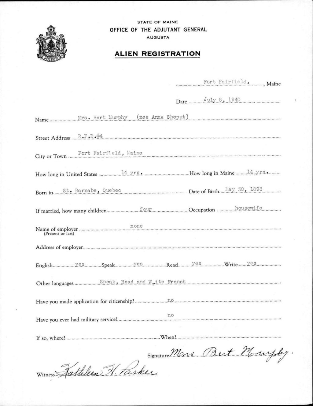 Miniature of Alien Registration- Sheput, Anna (Fort Fairfield, Aroostook County)