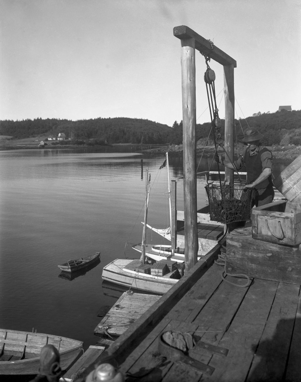Miniature of Lobster Fisherman Working On Wharf In Cutler