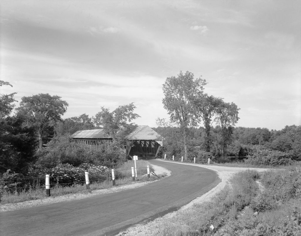 Miniature of Three Quarter View Of Covered Bridge From Road In Porter