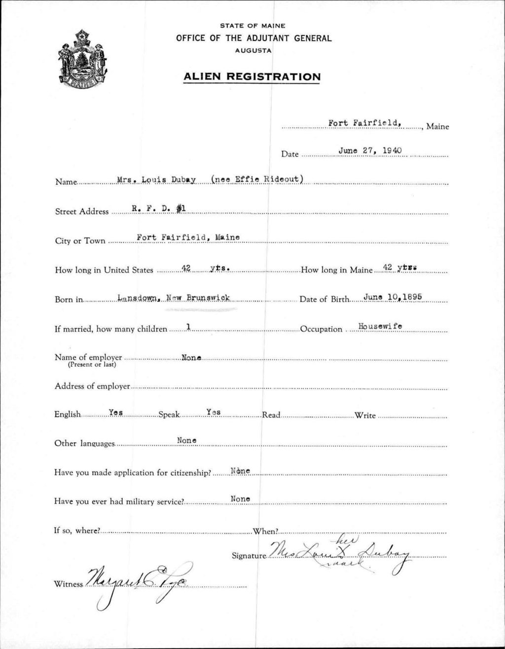 Miniature of Alien Registration- Rideout, Effie (Fort Fairfield, Aroostook County)