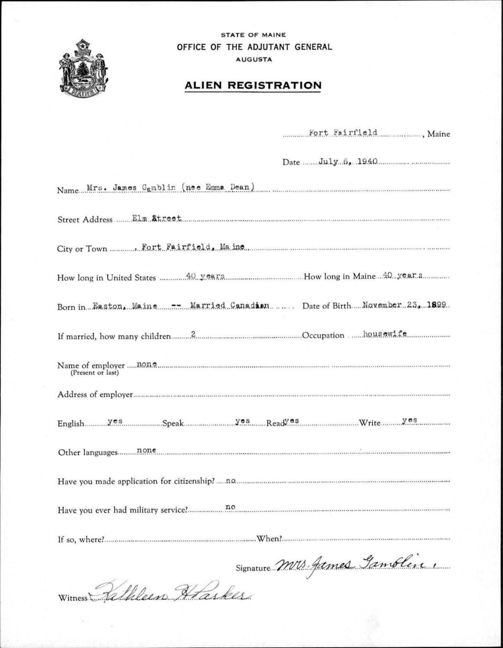 Miniature of Alien Registration- Dean, Emma (Fort Fairfield, Aroostook County)