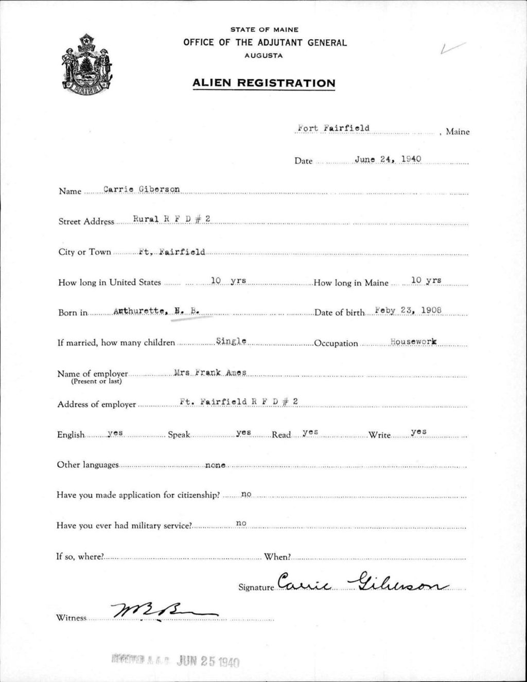 Miniature of Alien Registration- Giberson, Carrie (Fort Fairfield, Aroostook County)