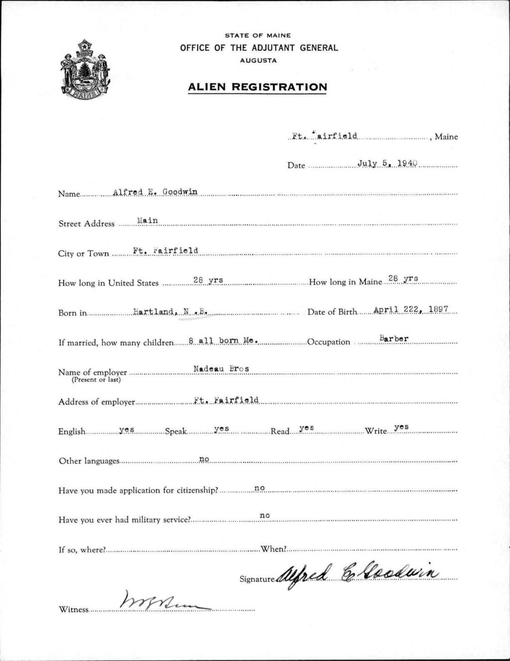 Miniature of Alien Registration- Goodwin, Alfred E. (Fort Fairfield, Aroostook County)