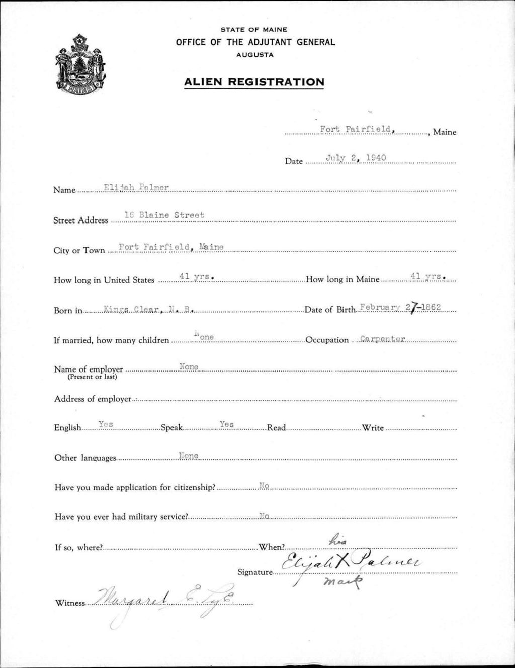 Miniature of Alien Registration- Palmer, Elijah (Fort Fairfield, Aroostook County)