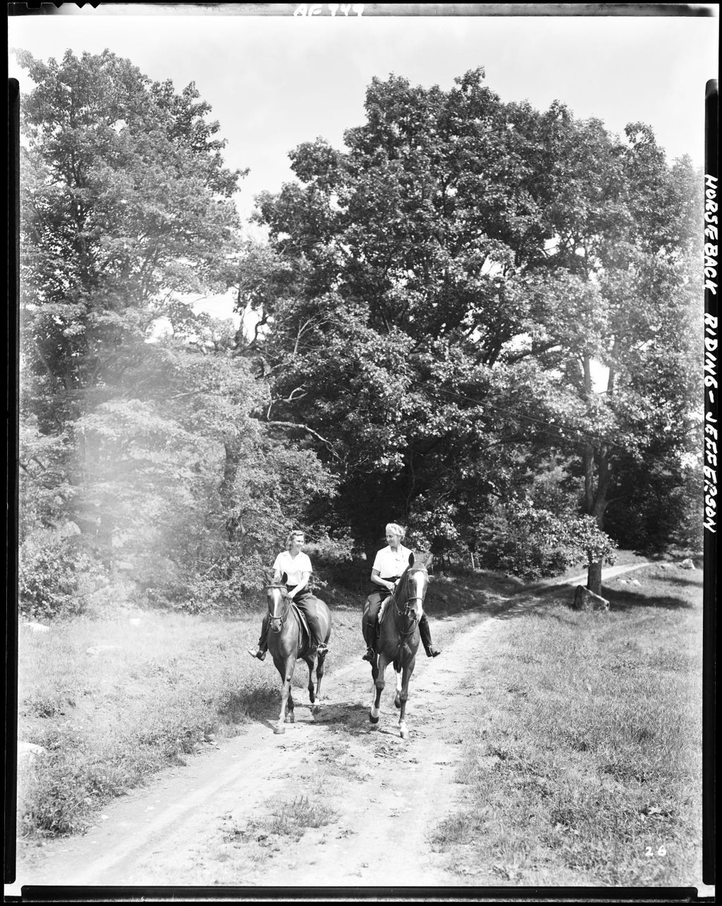 Miniature of Two Women Horseback Riding Down A Woods Road In Jefferson