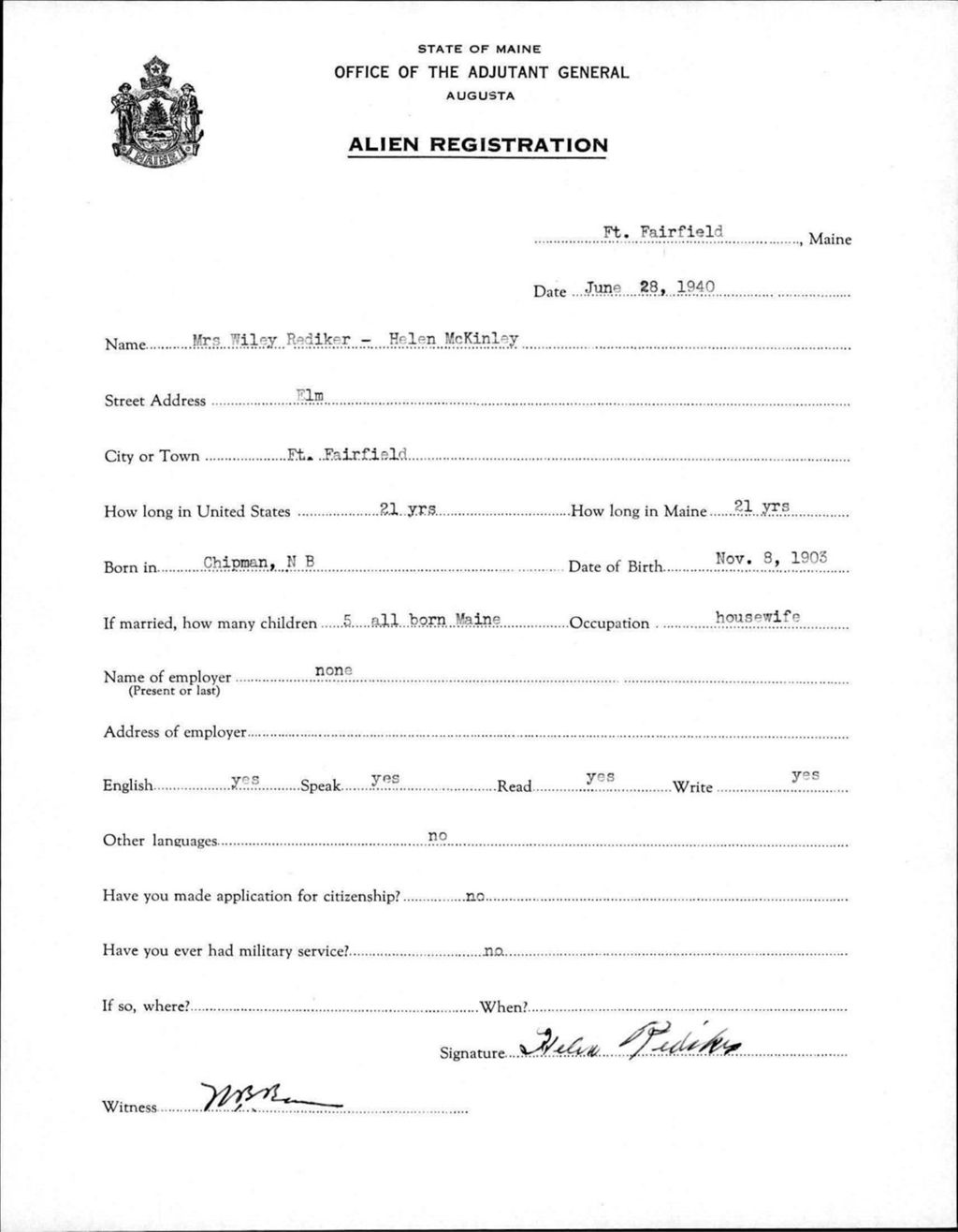 Miniature of Alien Registration- Mckinley, Helen (Fort Fairfield, Aroostook County)